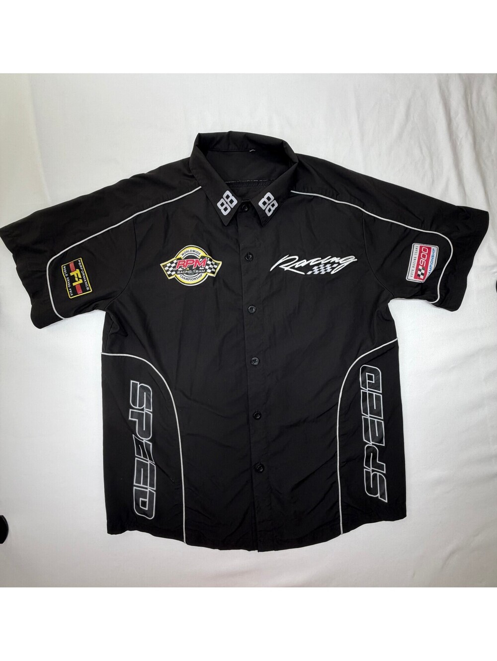Copper Rivet Men's Button Down Shirt Speed Racing Rally 88 Size Medium Black